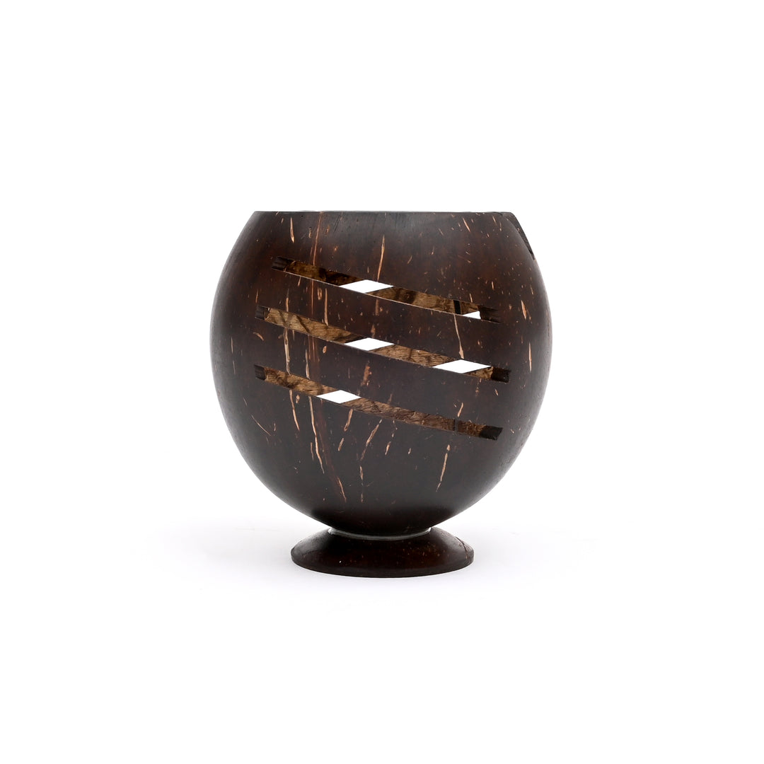 Hand-Carved Coconut Candle Holder