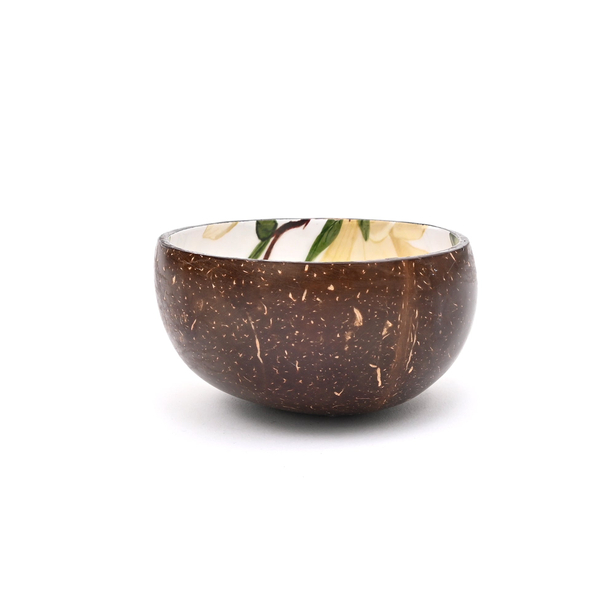 Hand-Painted Magnolia Coconut Shell Bowl