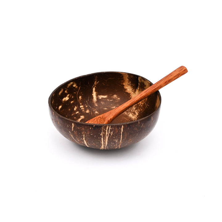 Rustic Coconut Shell Bowl with Spoon 500ml