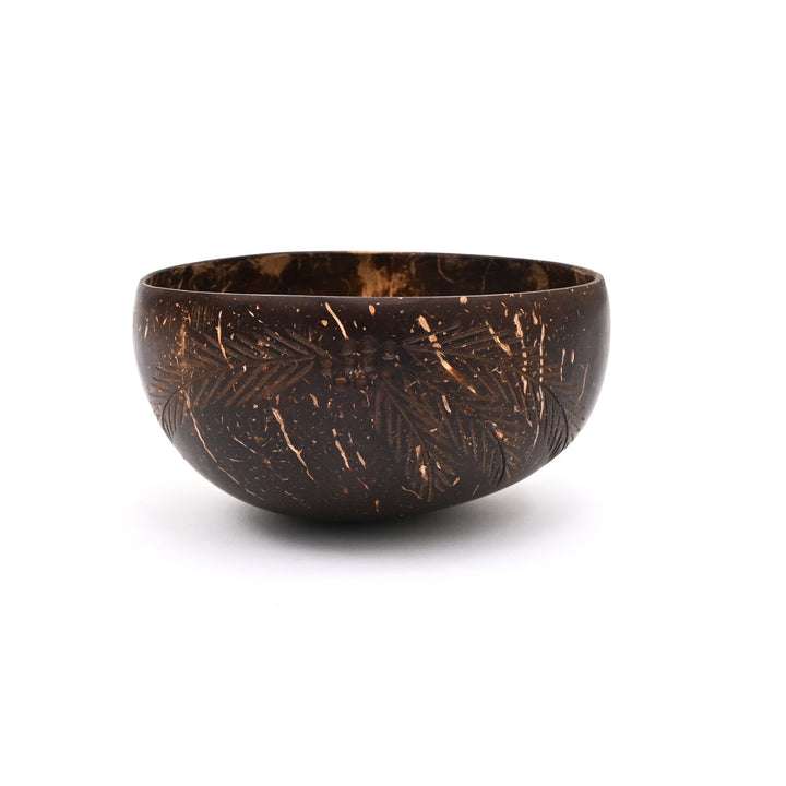 Carved Coconut Shell Bowl and Cutlery Set
