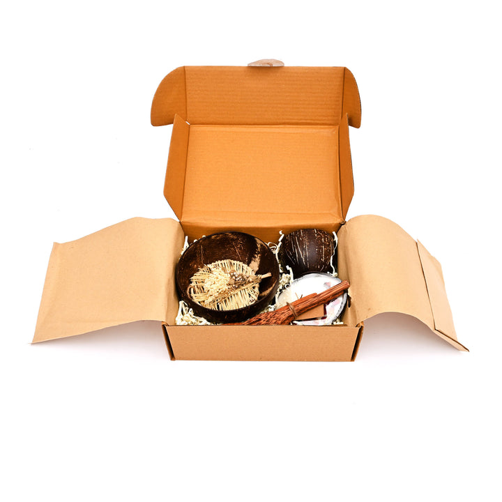 Eco-Friendly Coconut Shell Gift Hamper with Candles & Accessories