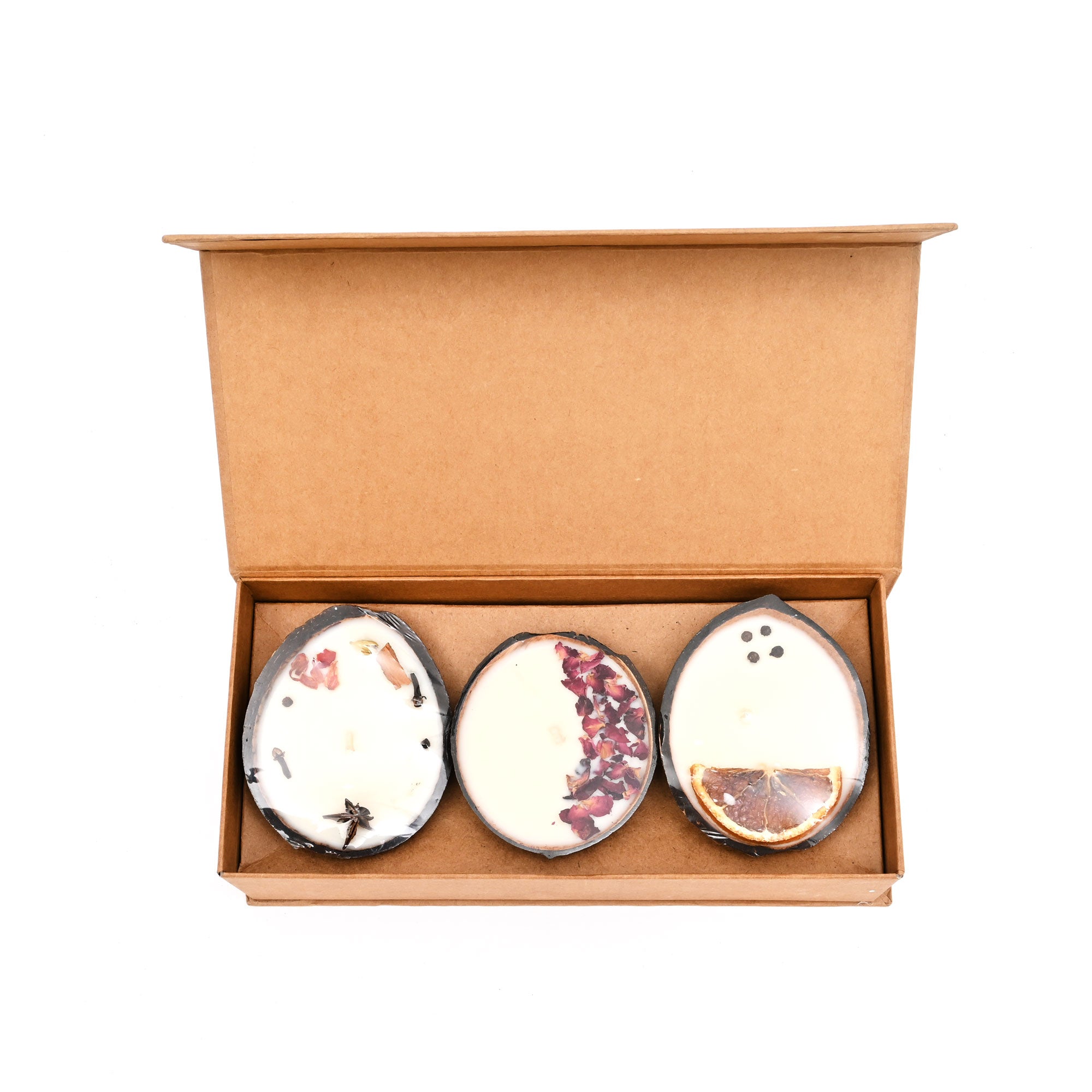 Coconut Shell Scented Candle Set- Gift Box