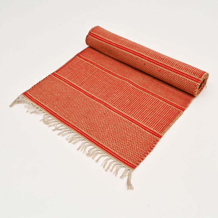 Handcrafted Natural Jute and Cotton Rug