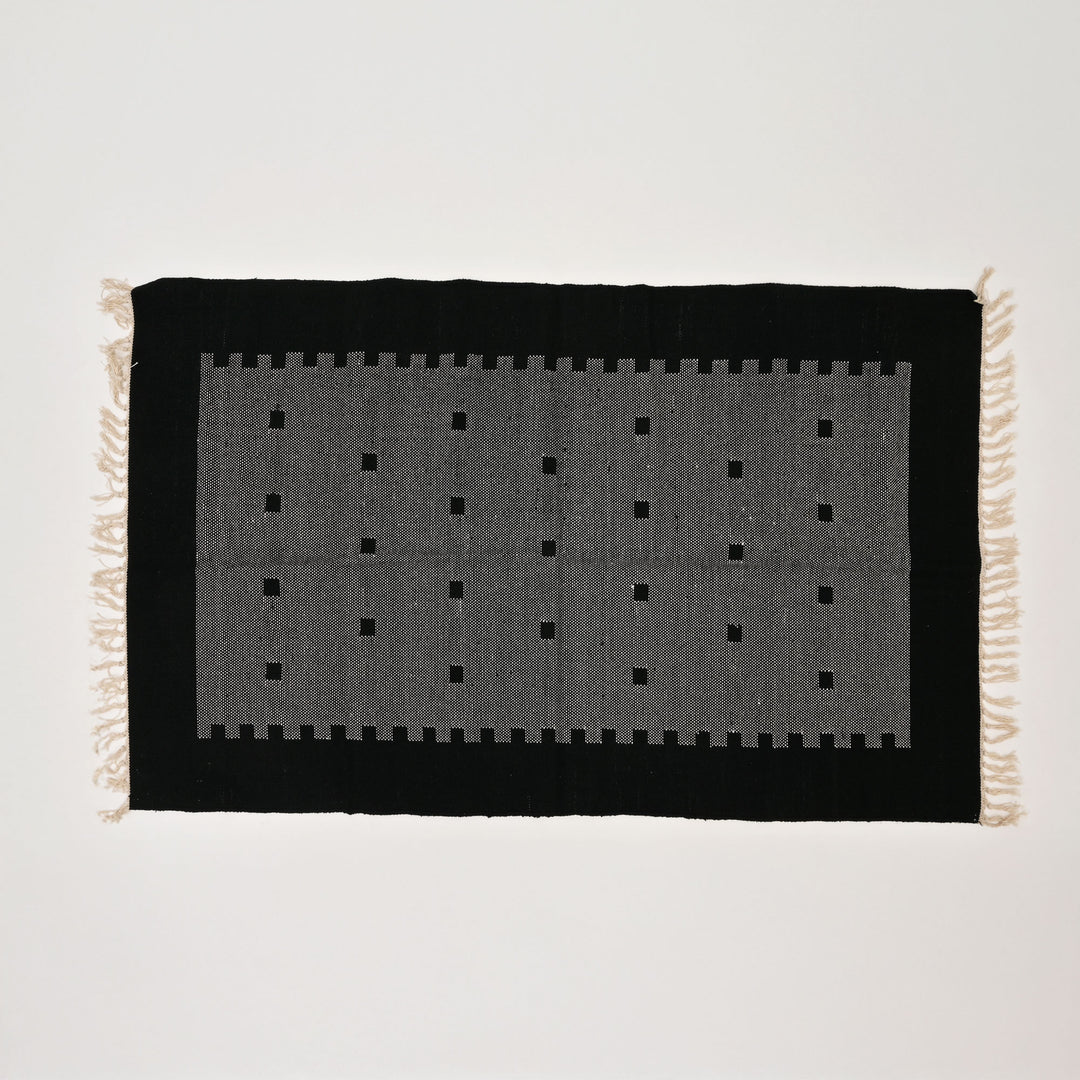 Handwoven Black and Grey Cotton Rug