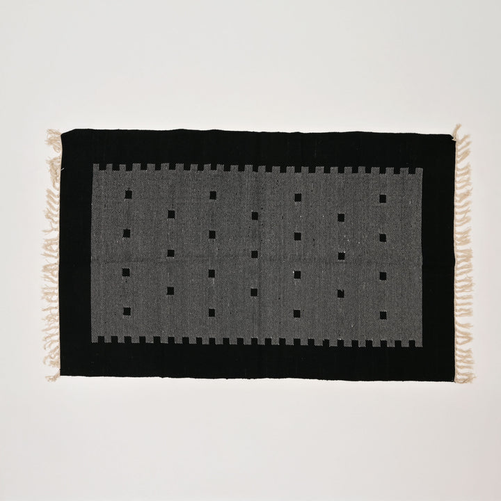 Handwoven Black and Grey Cotton Rug