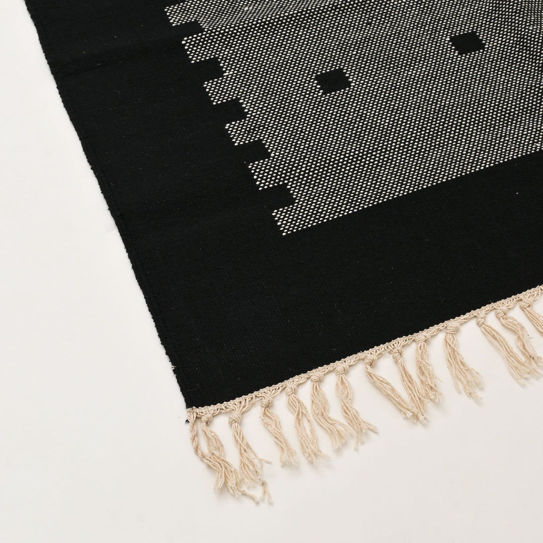 Handwoven Black and Grey Cotton Rug