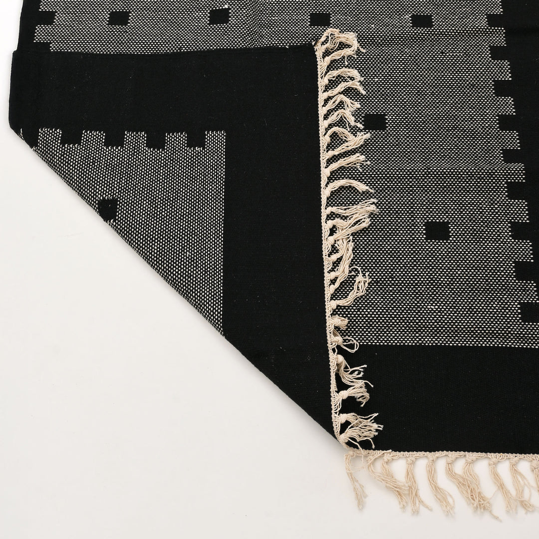 Handwoven Black and Grey Cotton Rug
