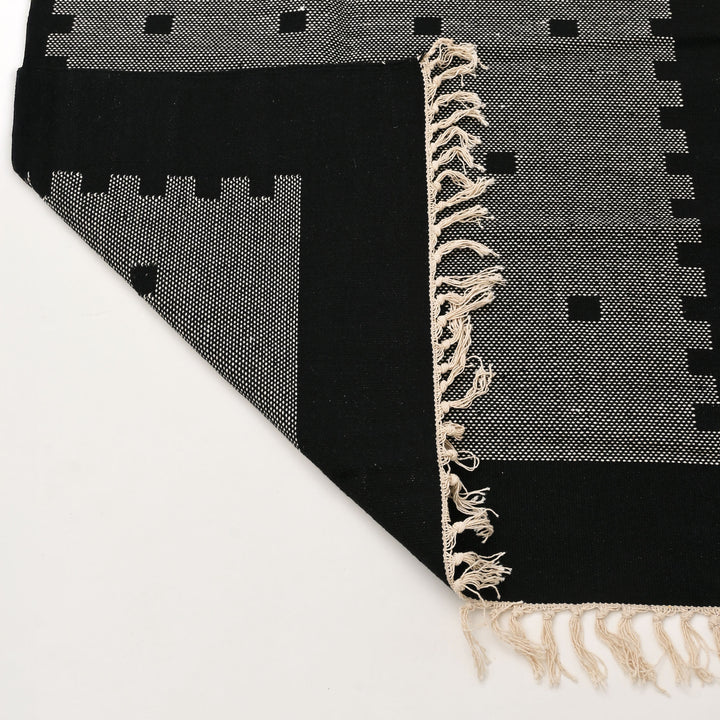 Handwoven Black and Grey Cotton Rug