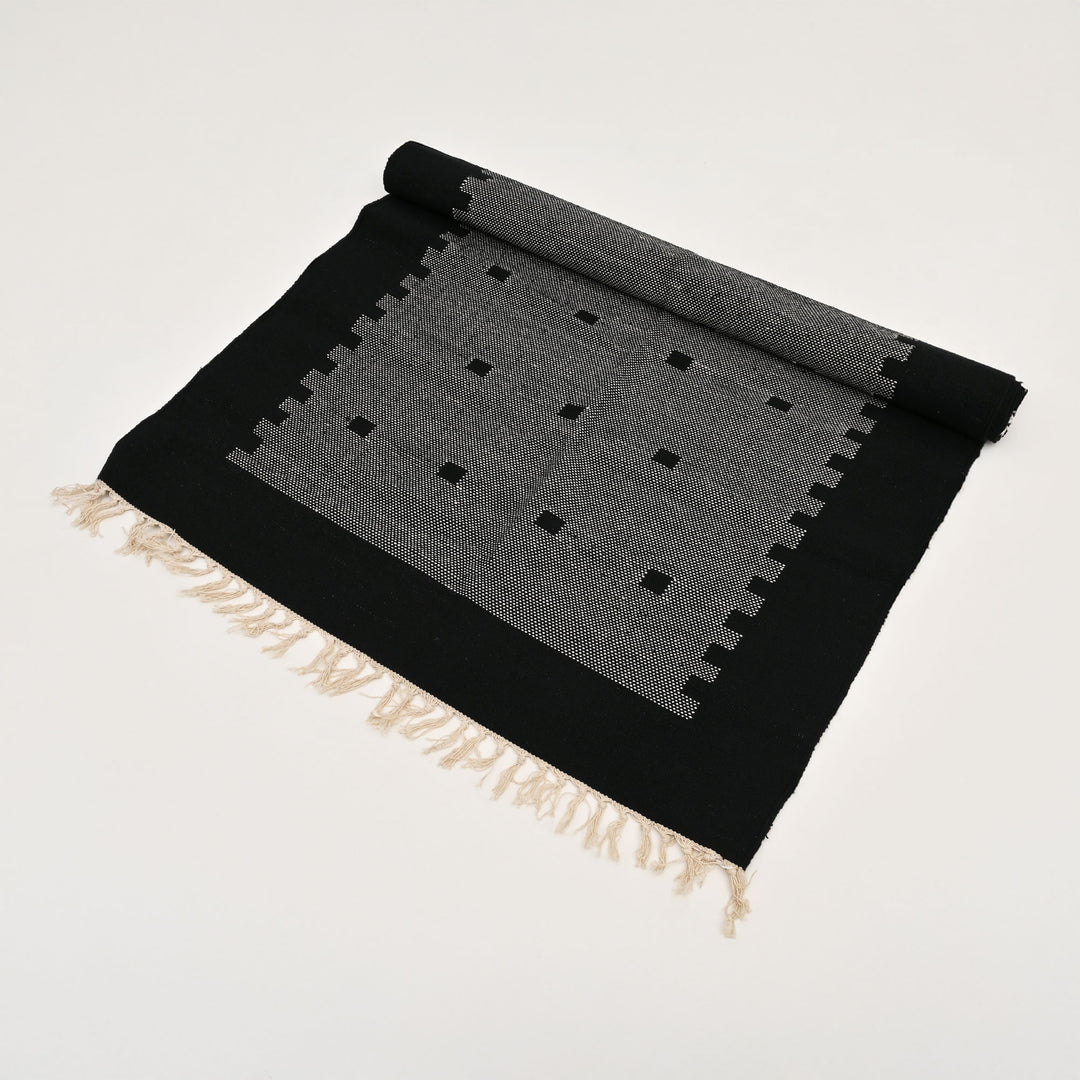 Handwoven Black and Grey Cotton Rug