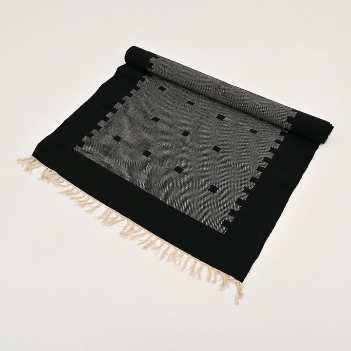Handwoven Black and Grey Cotton Rug