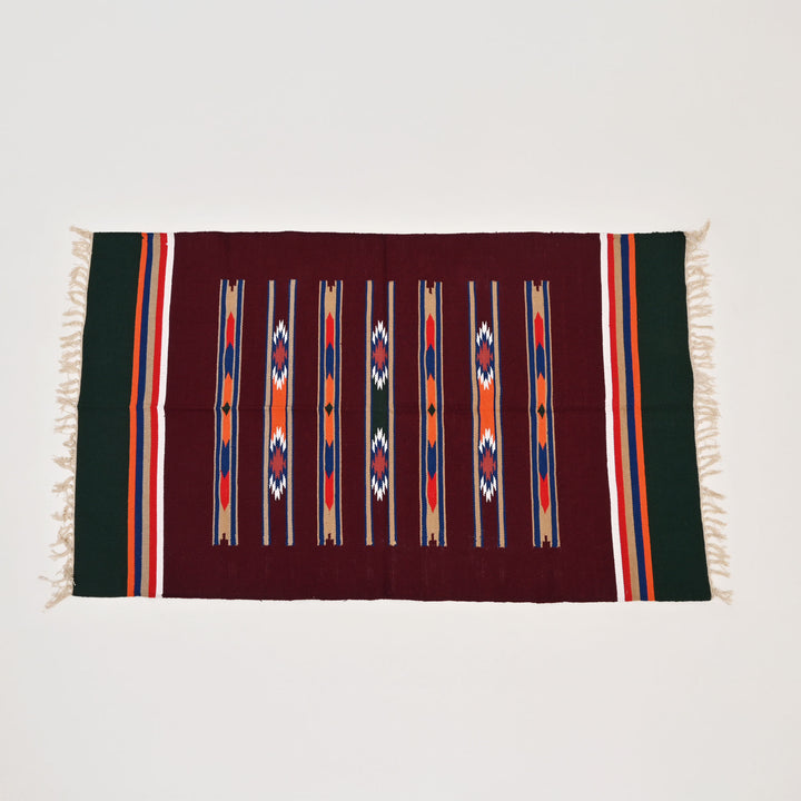 Handwoven Cotton Area Rug in Maroon