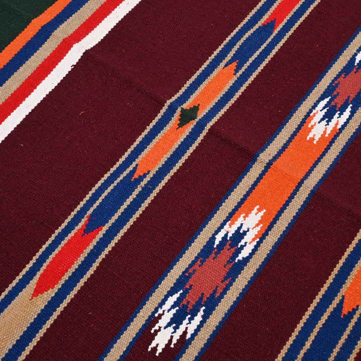 Handwoven Cotton Area Rug in Maroon