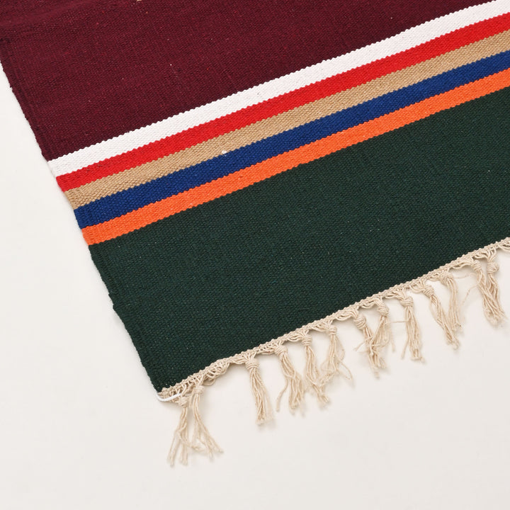 Handwoven Cotton Area Rug in Maroon