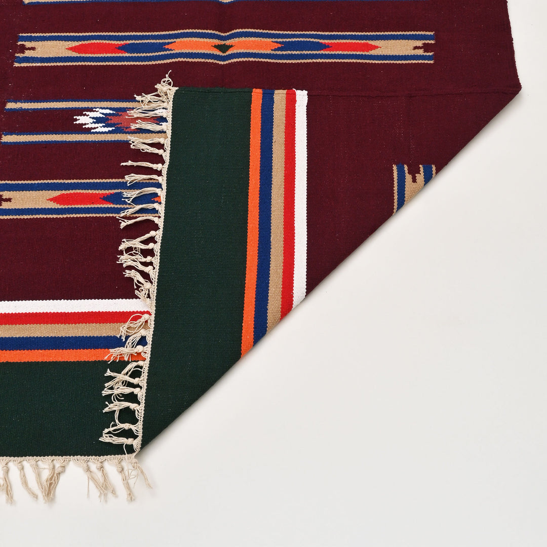 Handwoven Cotton Area Rug in Maroon