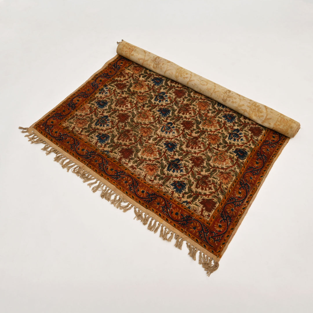 Hand-Printed Kalamkari Cotton Rug