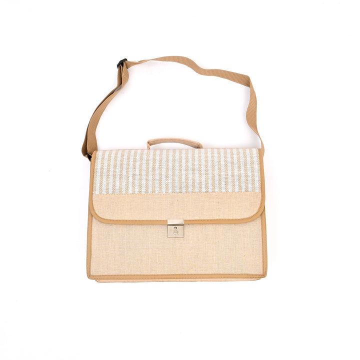 Jute Cotton Messenger Bag – Beige