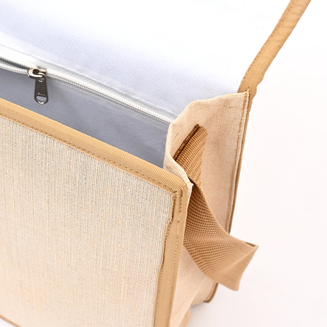 Jute Cotton Messenger Bag – Beige