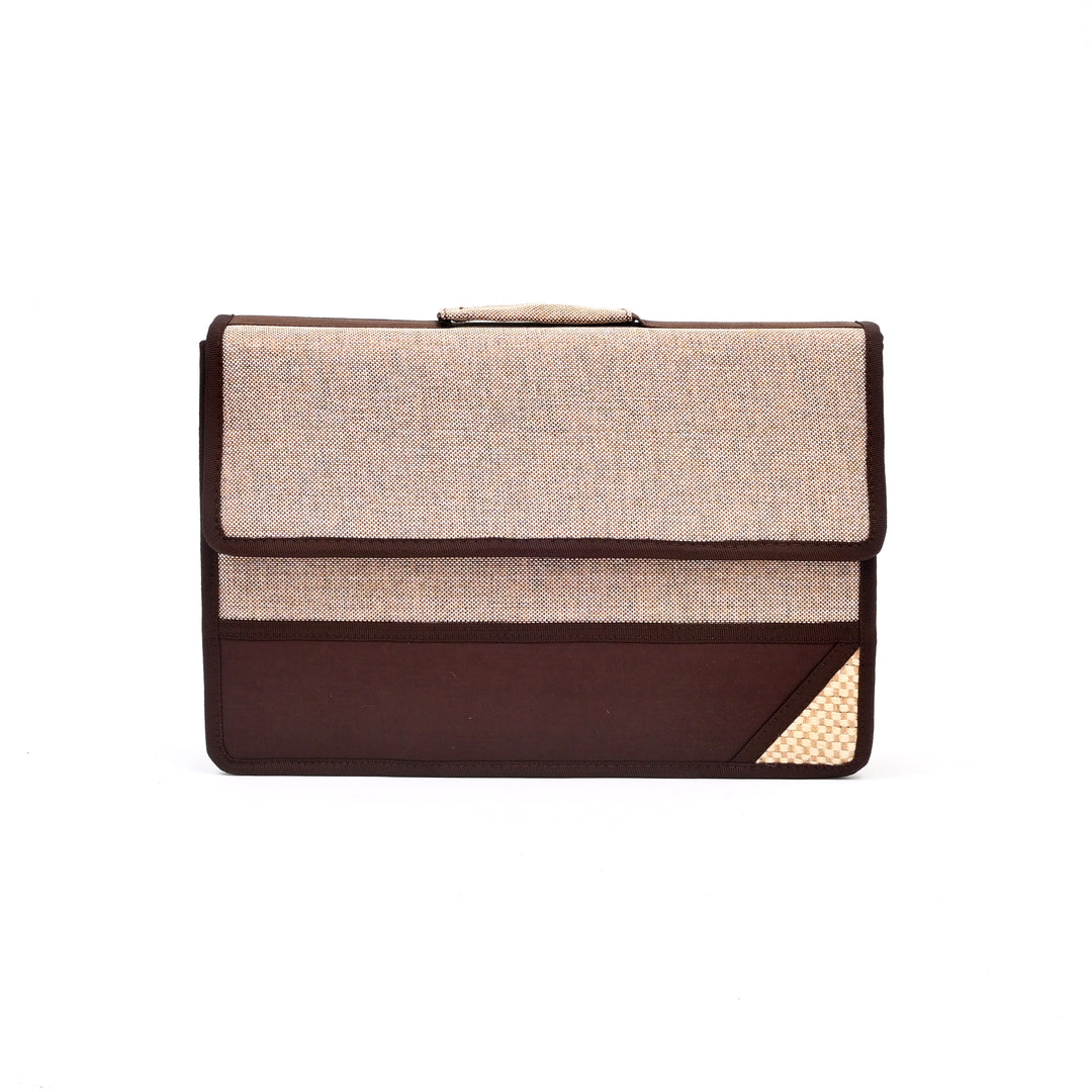 Jute Silk Office Bag with Flap Closure – Beige