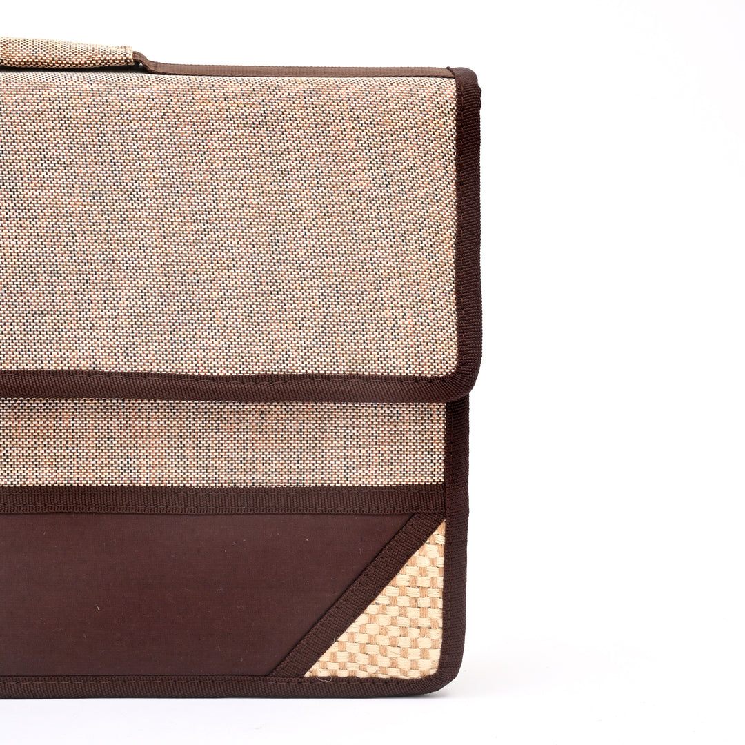 Jute Silk Office Bag with Flap Closure – Beige