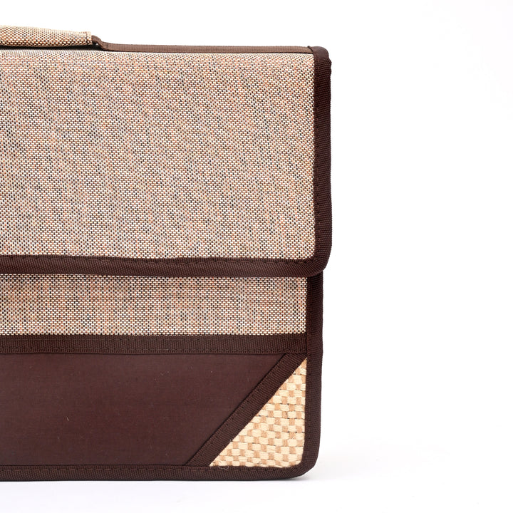 Jute Silk Office Bag with Flap Closure – Beige