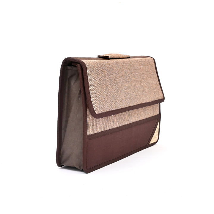 Jute Silk Office Bag with Flap Closure – Beige
