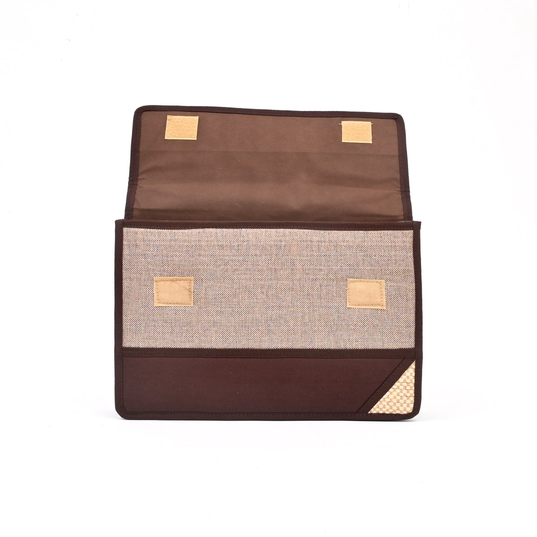 Jute Silk Office Bag with Flap Closure – Beige