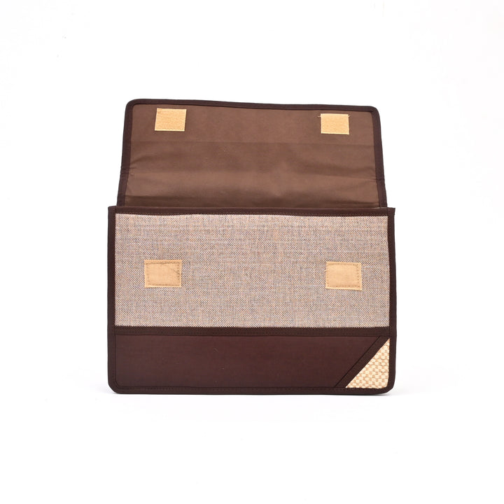 Jute Silk Office Bag with Flap Closure – Beige
