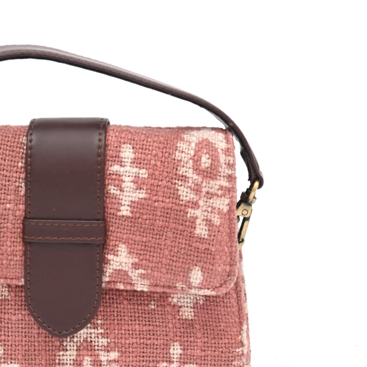 Handcrafted Floral Block Print Short Sling Bag