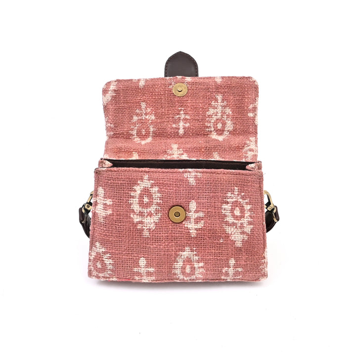 Handcrafted Floral Block Print Short Sling Bag