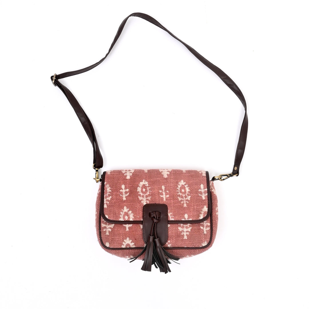 Handcrafted Floral Block Print Sling Bag