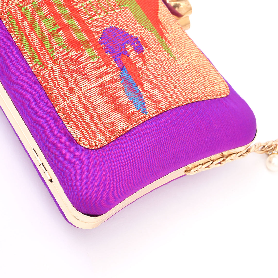 Violet Silk Side Sling Handbag: Heritage Meets Modern Elegance