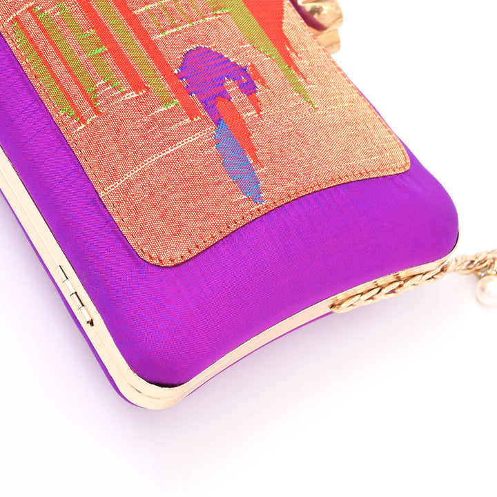 Violet Silk Side Sling Handbag: Heritage Meets Modern Elegance