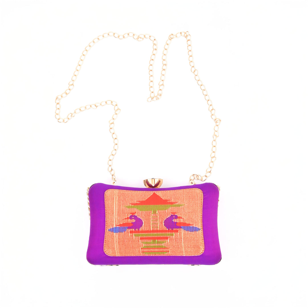 Violet Silk Side Sling Handbag: Heritage Meets Modern Elegance