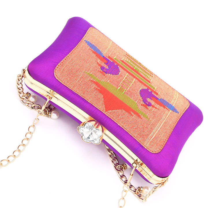 Violet Silk Side Sling Handbag: Heritage Meets Modern Elegance
