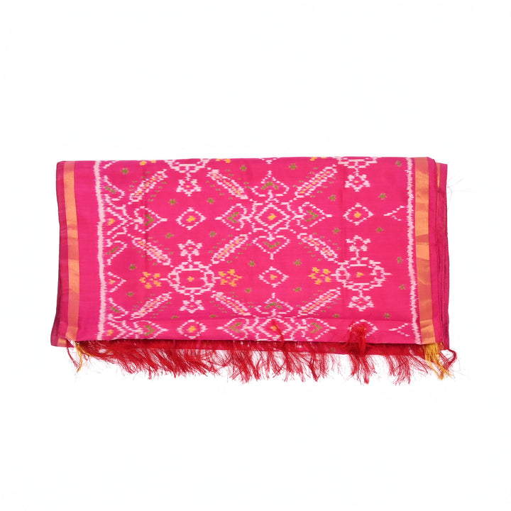Pink Patola Handloom Silk Stole: Elegant Traditio