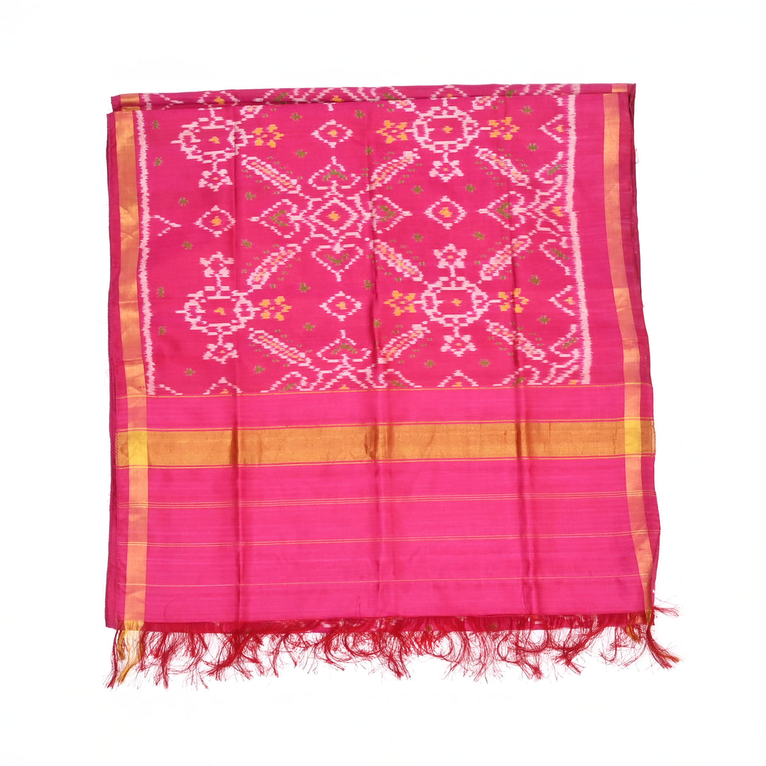 Pink Patola Handloom Silk Stole: Elegant Traditio