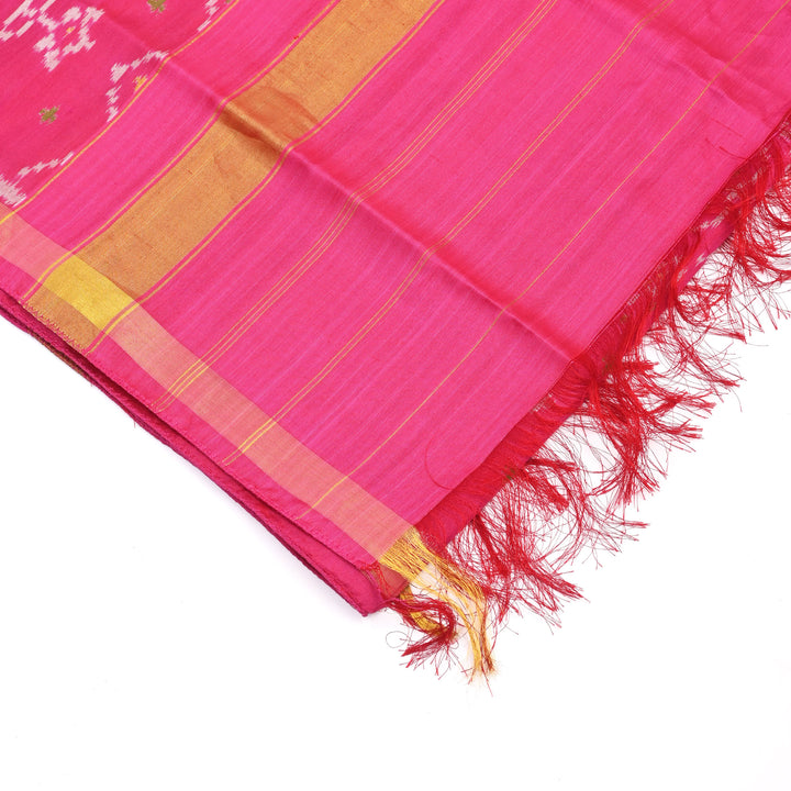 Pink Patola Handloom Silk Stole: Elegant Traditio