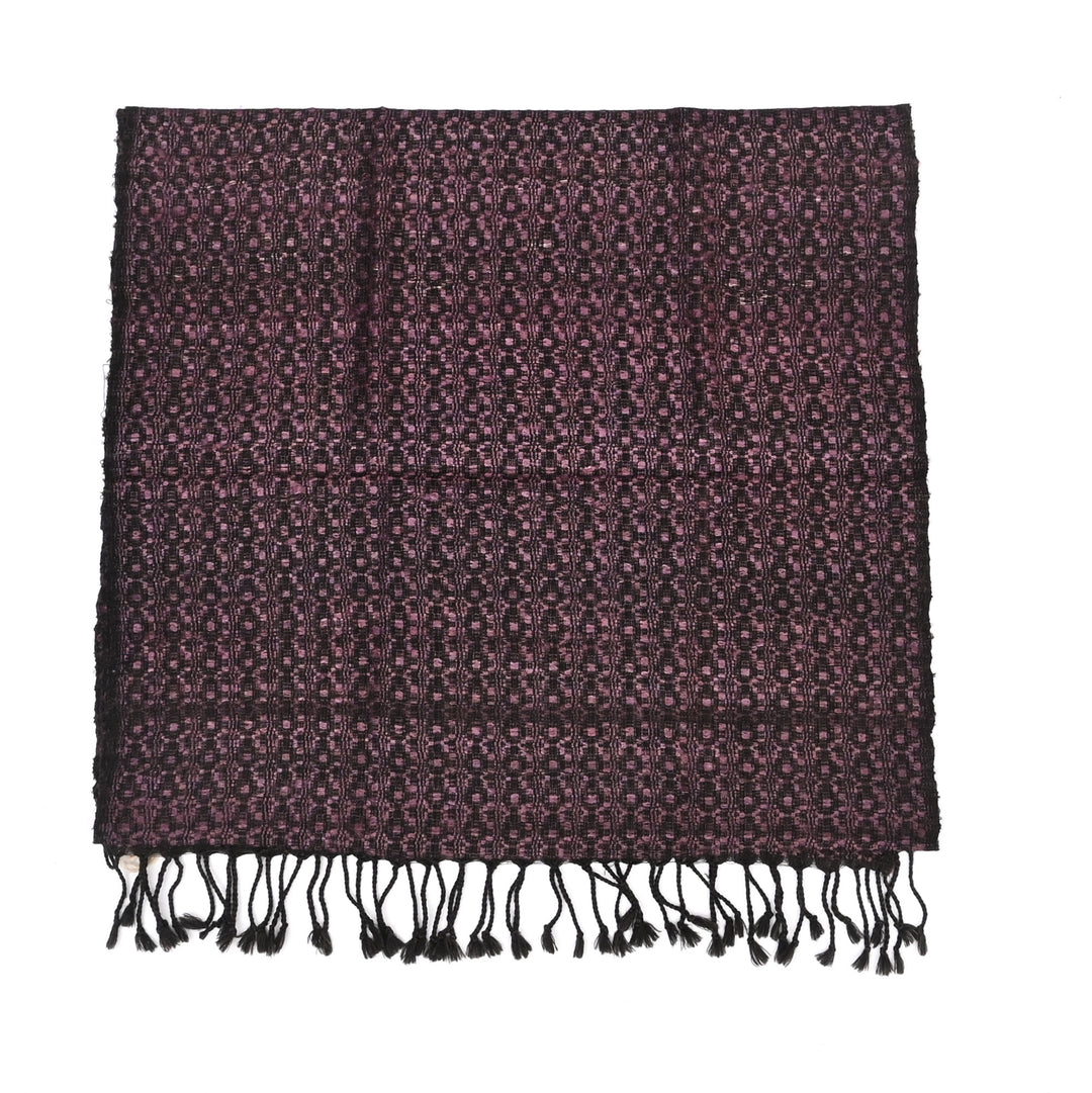 Handcrafted Maroon and Black Woven Scarf