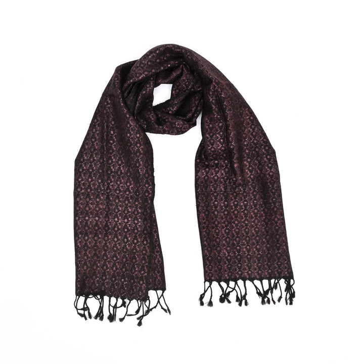 Handcrafted Maroon and Black Woven Scarf