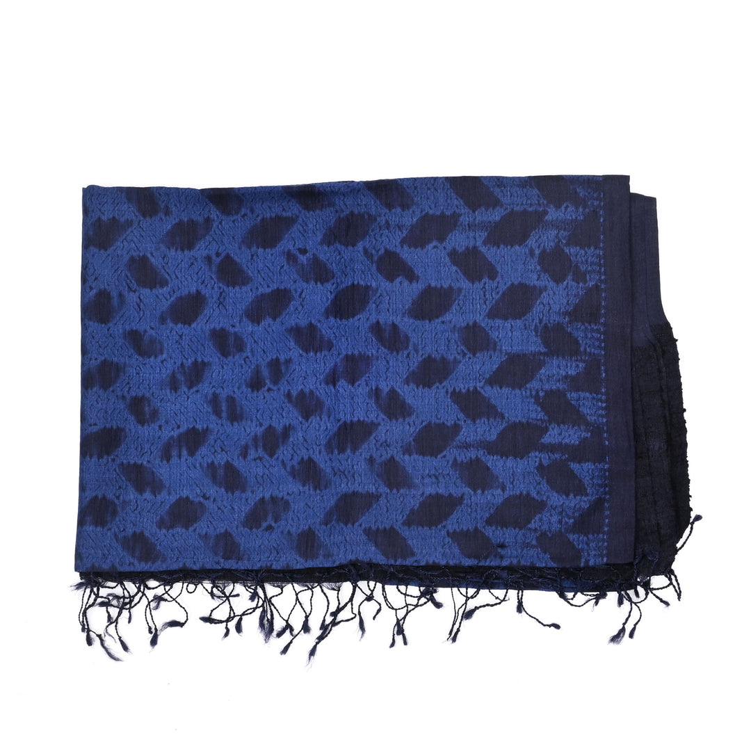 Tussar & Spun Silk Shibori Dupatta – Hand-Dyed Elegance in Indigo