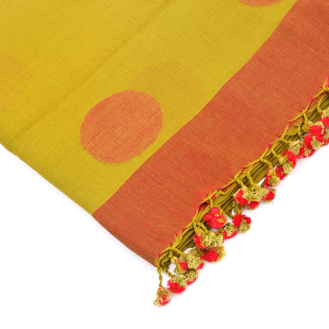Red & Green Handloom Cotton Dupatta