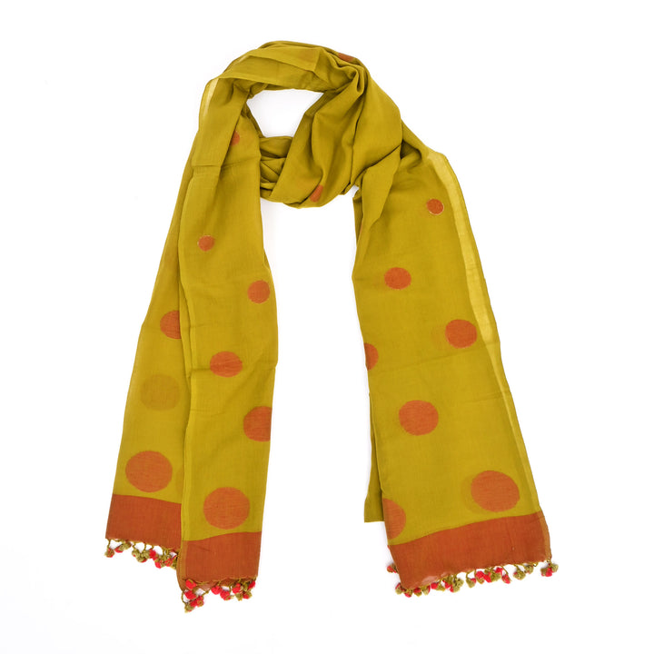 Red & Green Handloom Cotton Dupatta