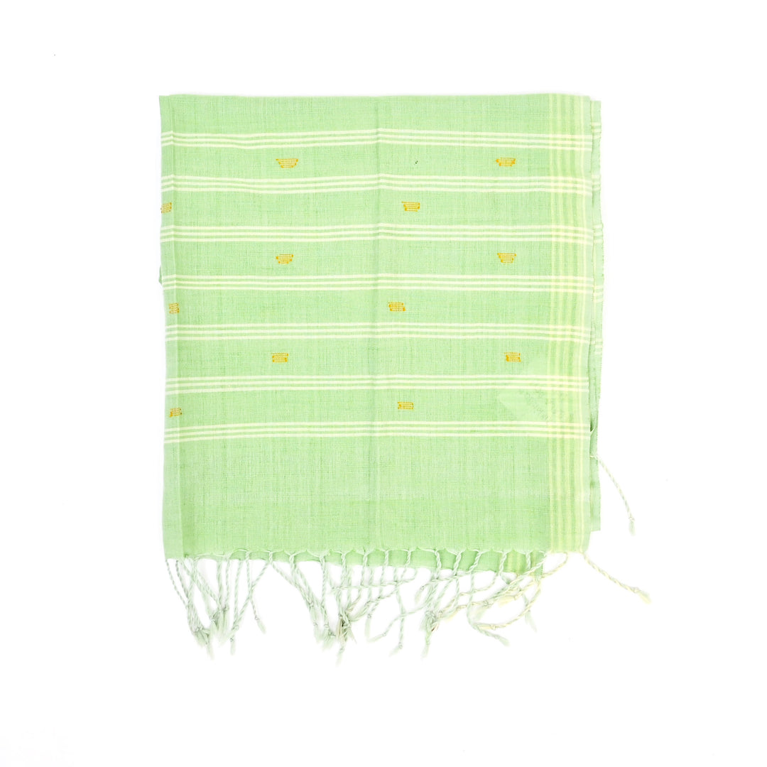 Artisan Handloom Cotton Stole with Symbolic Weave and Stripes