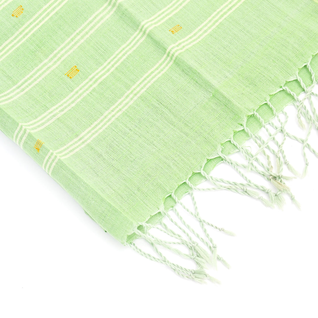 Artisan Handloom Cotton Stole with Symbolic Weave and Stripes
