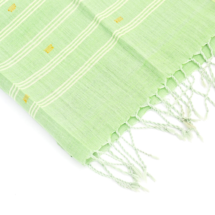 Artisan Handloom Cotton Stole with Symbolic Weave and Stripes