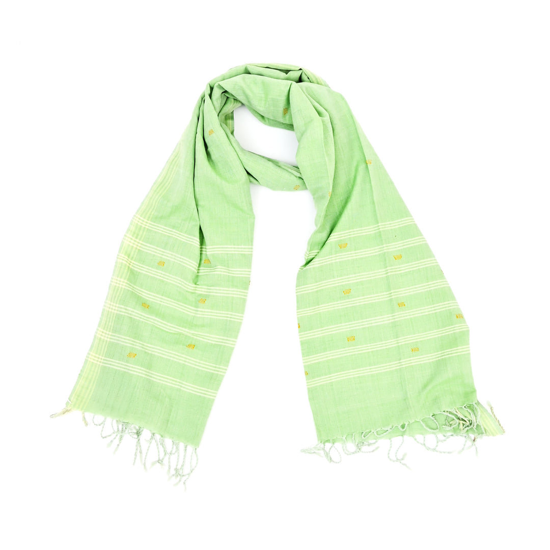 Artisan Handloom Cotton Stole with Symbolic Weave and Stripes
