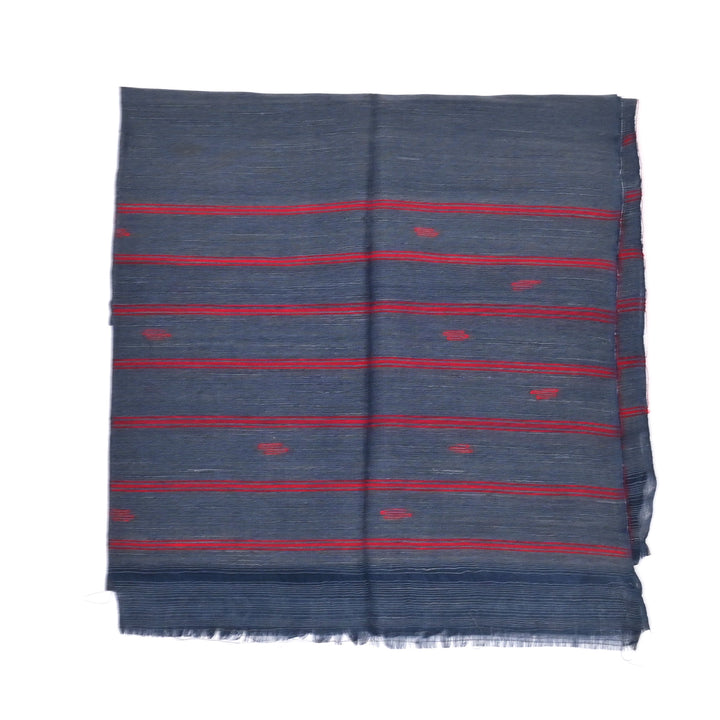Handloom Blue and Red Striped Stole
