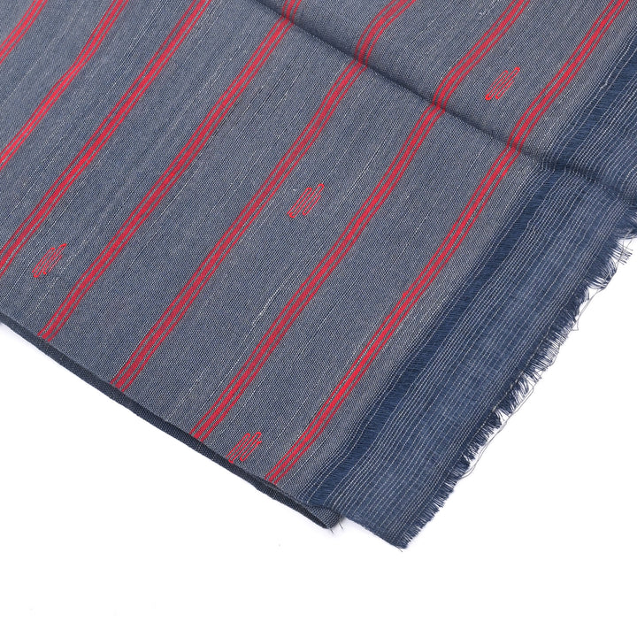 Handloom Blue and Red Striped Stole
