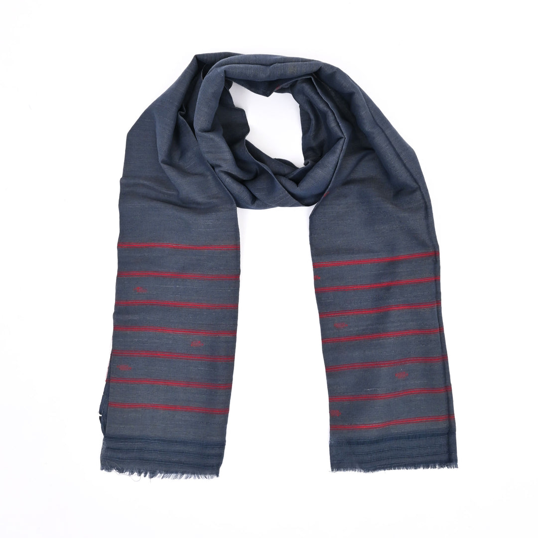 Handloom Blue and Red Striped Stole