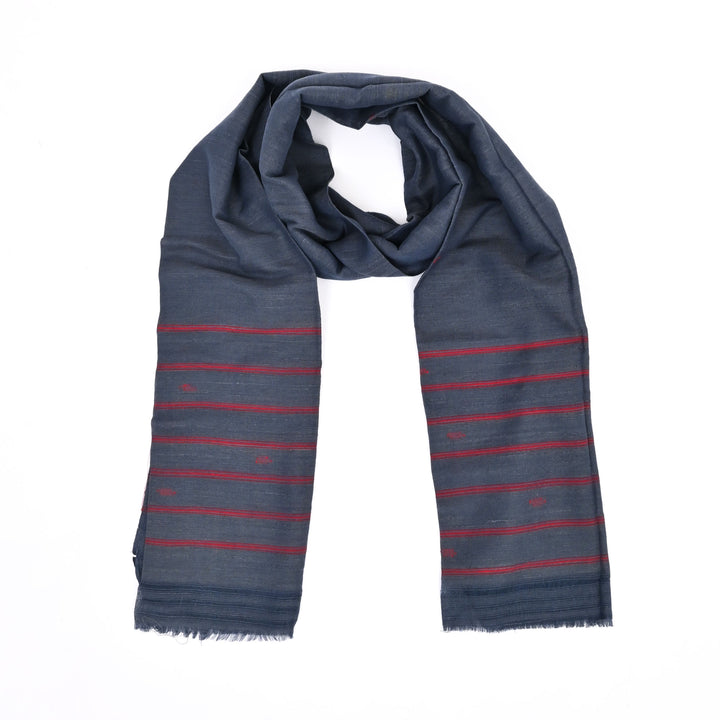 Handloom Blue and Red Striped Stole